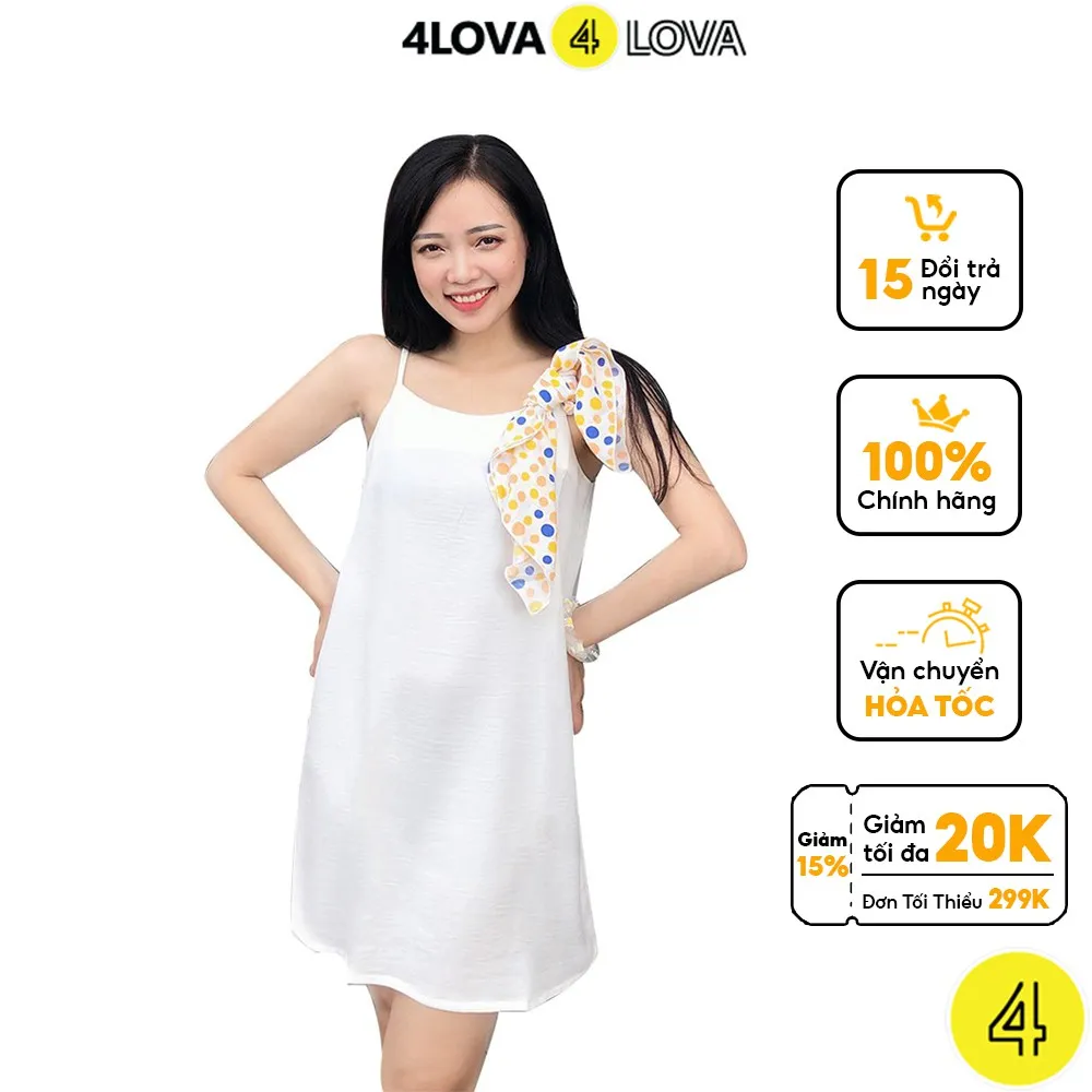 Ảnh Váy đầm 2 dây nữ basic 4LOVA dáng suông chất lụa ngọc trai cao cấp 1