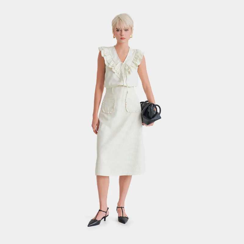 Váy Kaki Nữ MARC FASHION Sọc 2 Túi CBQH040925 - Thanh Lịch & Hiện Đại