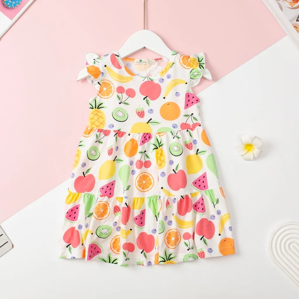 Ảnh Váy mùa hè cotton LITIBABY họa tiết tay cánh tiên 2 tầng cho bé 11kg - 33kg 1