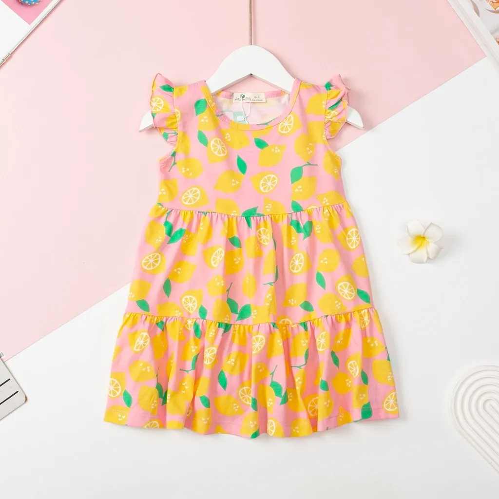 Ảnh Váy mùa hè cotton LITIBABY họa tiết tay cánh tiên 2 tầng cho bé 11kg - 33kg 4
