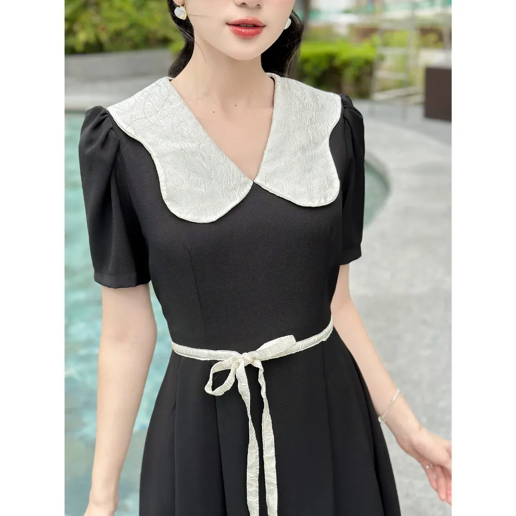 Ảnh Váy ngắn tay dáng dài cổ sen thanh lịch Yv198 YAME 2