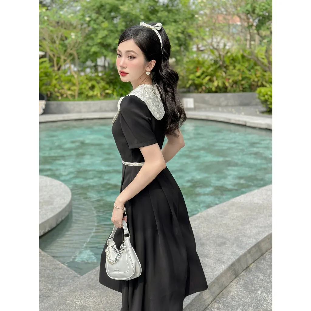 Ảnh Váy ngắn tay dáng dài cổ sen thanh lịch Yv198 YAME 3