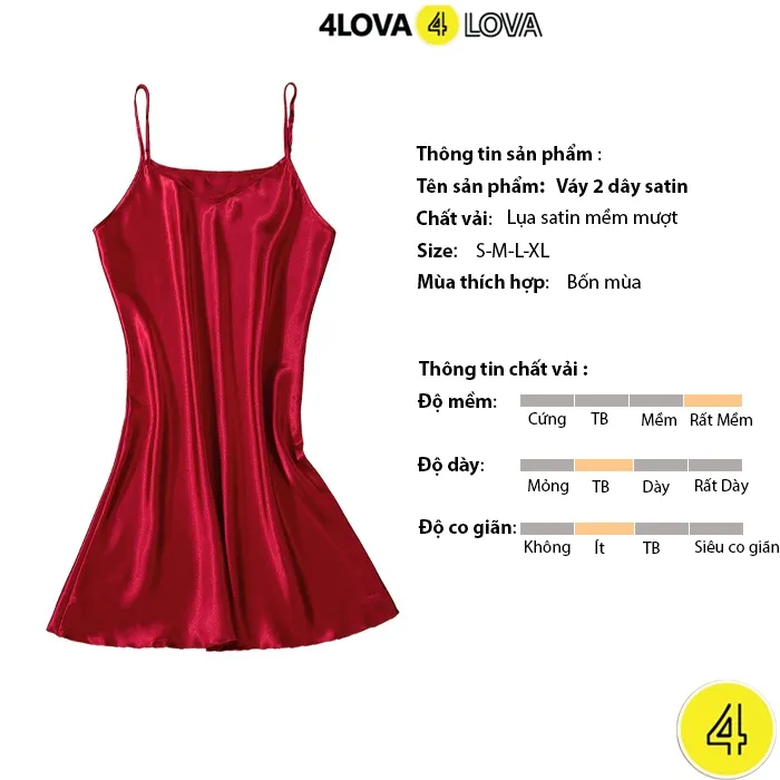 Ảnh Váy Ngủ 2 Dây Lụa Satin Cao Cấp 4Lova Mềm Mịn Quyến Rũ 2