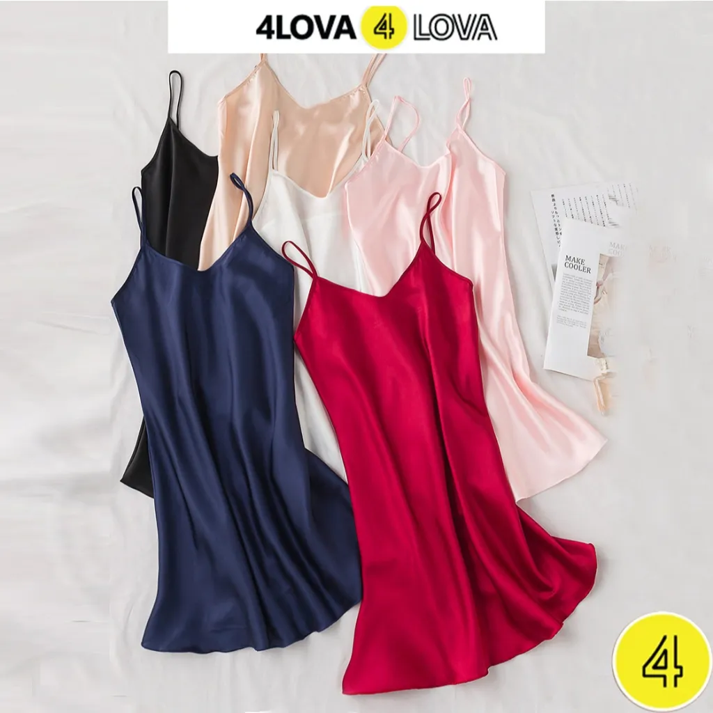Ảnh Váy Ngủ 2 Dây Lụa Satin Cao Cấp 4Lova Mềm Mịn Quyến Rũ 4
