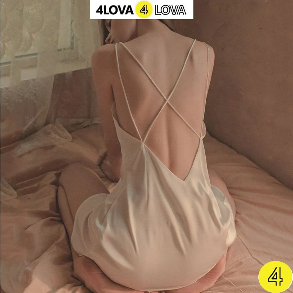 Ảnh Váy ngủ 2 dây sexy 4LOVA chất lụa LATIN cao cấp kiểu đan lưng sang trọng quyến rũ VNQ2 2