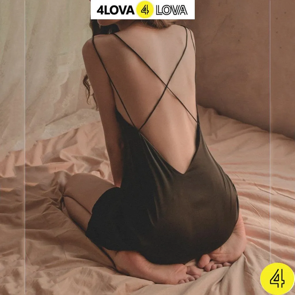Ảnh Váy ngủ 2 dây sexy 4LOVA chất lụa LATIN cao cấp kiểu đan lưng sang trọng quyến rũ VNQ2 3