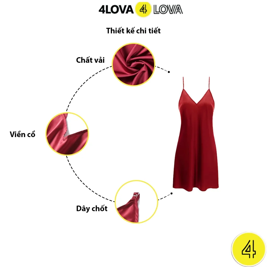 Ảnh Váy ngủ 2 dây sexy 4LOVA chất liệu lụa Latin cao cấp mềm mại thiết kế hở lưng quyến rũ EVA.VN3 3