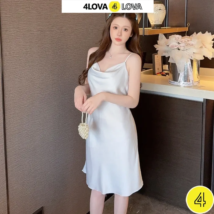 Ảnh Váy ngủ cổ đổ 4LOVA lụa satin cao cấp mềm mại quyến rũ - Váy ngủ Lily - EVA0155 2