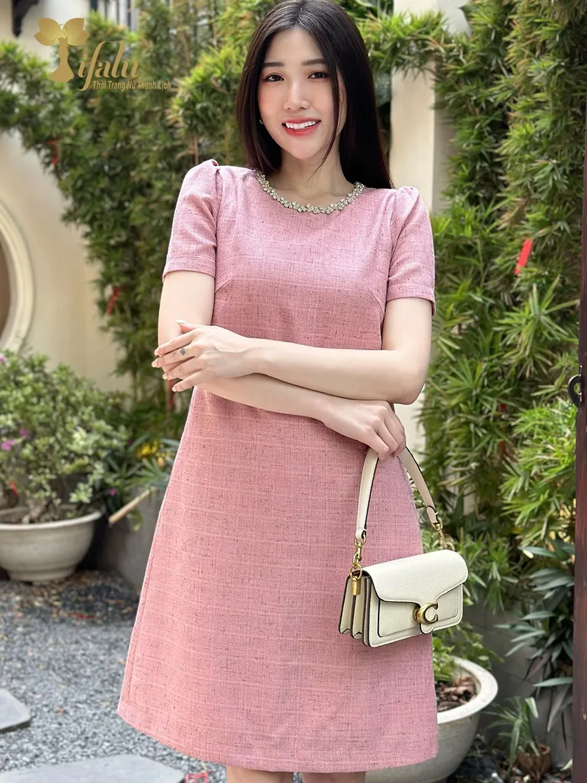 Ảnh Váy nữ đầm dự tiệc thiết kế bigsize TIFALU Zol930PINK màu hồng dễ thương 1