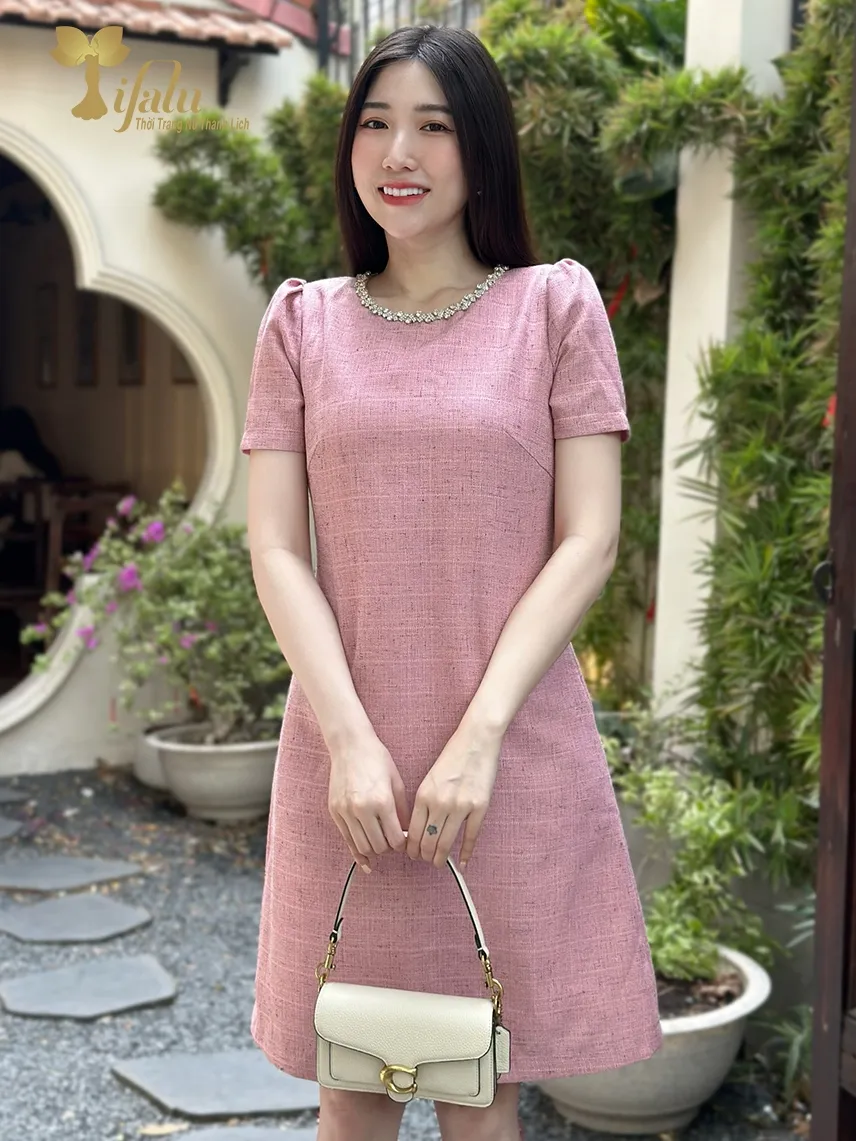 Ảnh Váy nữ đầm dự tiệc thiết kế bigsize TIFALU Zol930PINK màu hồng dễ thương 2