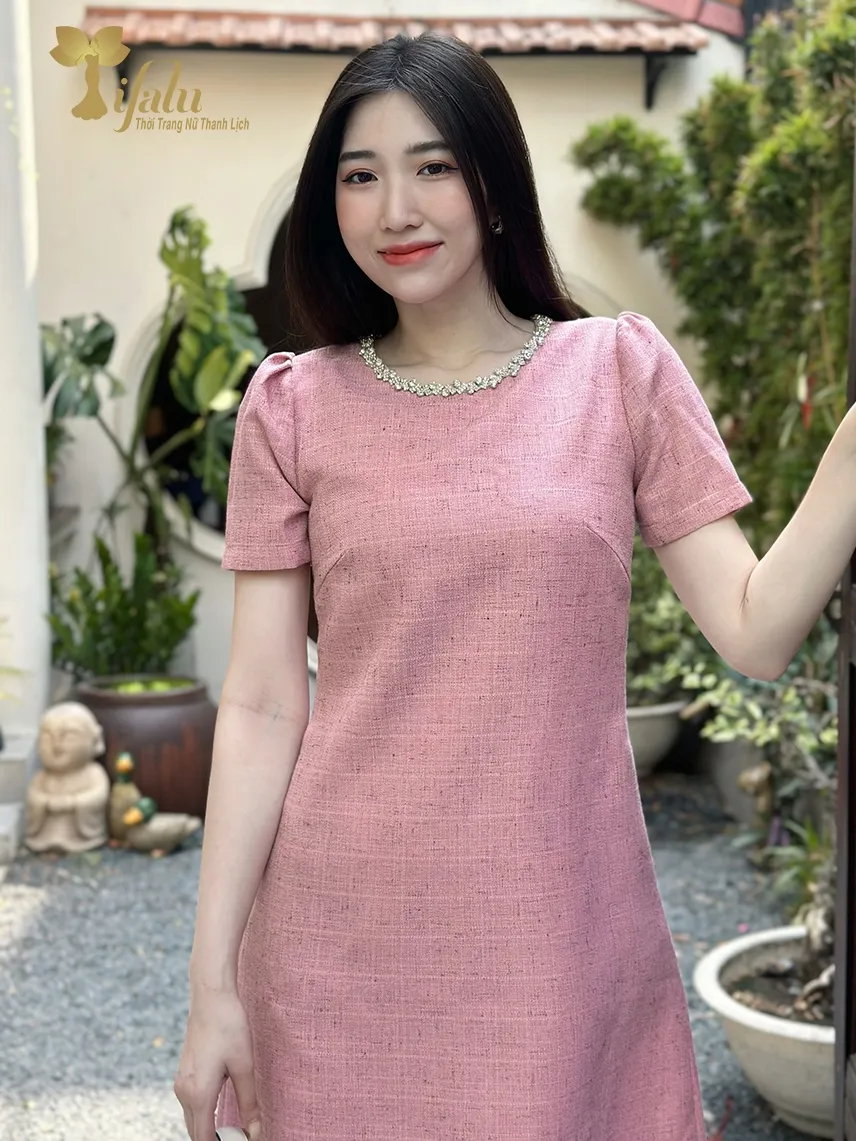 Ảnh Váy nữ đầm dự tiệc thiết kế bigsize TIFALU Zol930PINK màu hồng dễ thương 3