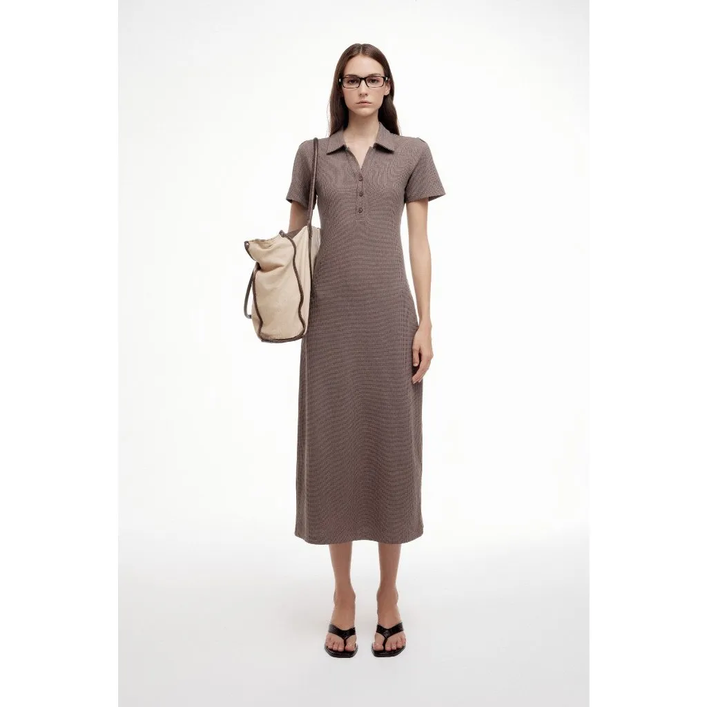 Ảnh Váy Polo ôm body MONO TALK dáng dài cổ polo đính cúc trang trí váy The Ribbed Polo Dress O10001FT 3