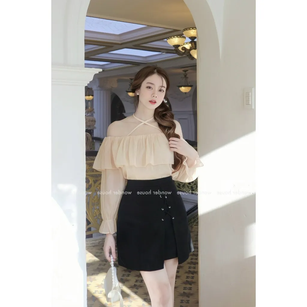 Ảnh Váy quần WONDERHOUSE hoạ tiết đan chéo chất liệu dày dặn đứng form dạo phố nữ tính - Anna Skirt 1