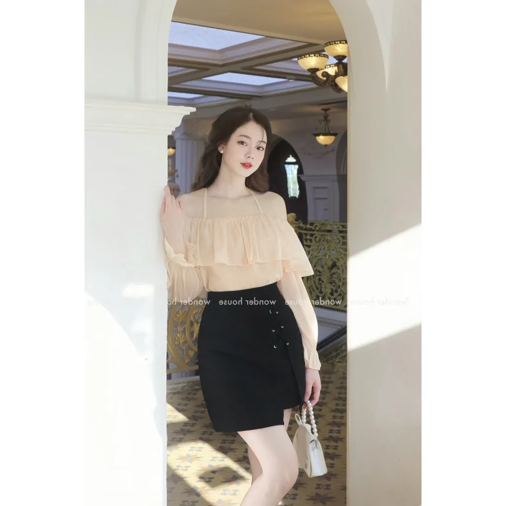 Ảnh Váy quần WONDERHOUSE hoạ tiết đan chéo chất liệu dày dặn đứng form dạo phố nữ tính - Anna Skirt 2