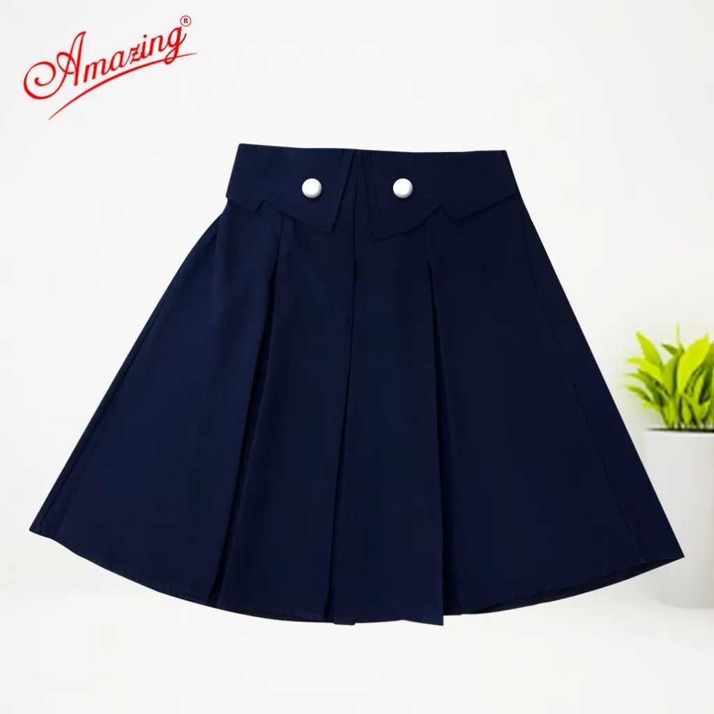 Ảnh Váy rời bé gái đi học màu xanh, lưng thun phía sau, có dây và không dây, vải lụa gân, Amazing 3