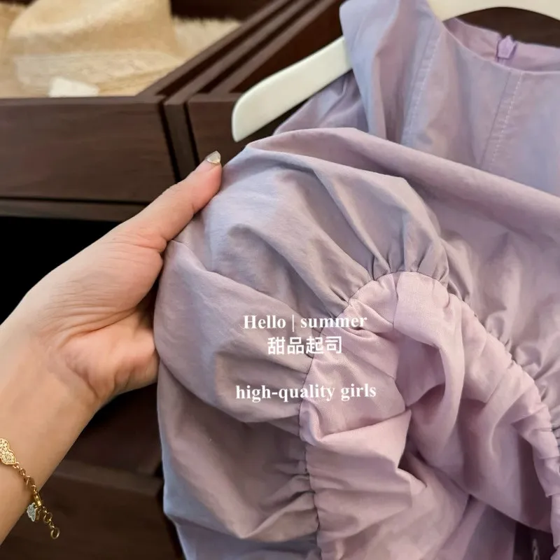 Ảnh Váy Sát Nách Bí Ngô Màu Tím Trơn Cho Bé Gái 1-8 Tuổi MINTSCLOSET Quảng Châu - GV0270 2