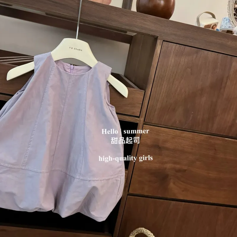 Ảnh Váy Sát Nách Bí Ngô Màu Tím Trơn Cho Bé Gái 1-8 Tuổi MINTSCLOSET Quảng Châu - GV0270 3