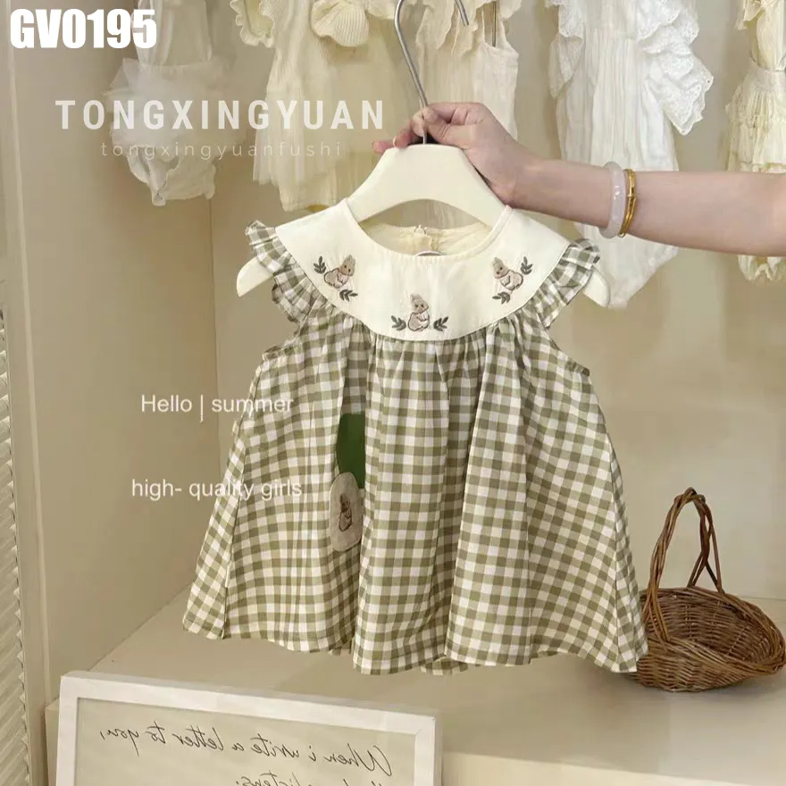 Ảnh Váy Sát Nách Họa Tiết Nơ Màu Xám Cho Bé Gái 1 2 3 4 5 Tuổi MINTSCLOSET Quảng Châu - GV0207 4
