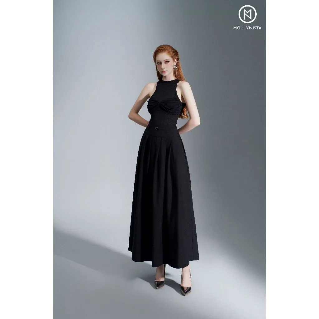 Ảnh Váy thiết kế dài xếp ly kèm belt MOLLYNISTA thanh lịch nữ tính cao cấp tôn dáng 2