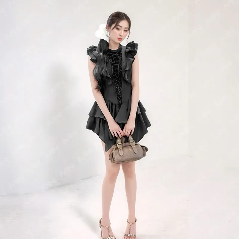 Ảnh Váy tiểu thư MINA thiết kế cổ tròn dáng xoè bèo chất liệu Cotton phối lụa  - MN296 3