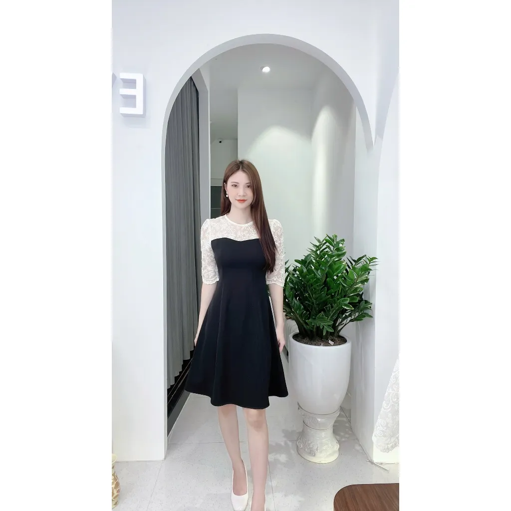 Ảnh Váy xòe  phối ren kiểu dáng thanh lịch mặc đi làm đi chơi  Evalover 1