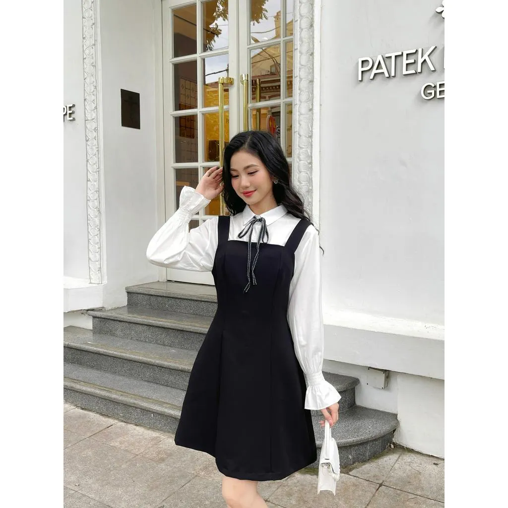 Ảnh Váy yếm công sở dạo phố dáng A xoè thanh lịch vải tuyết mưa dày Twentyfive SY12 (Không kèm sơ mi) 4