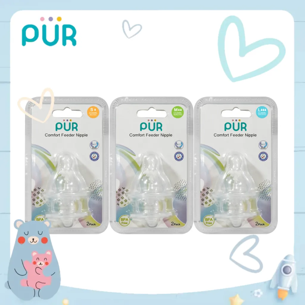 Ảnh Vỉ 2 núm ti cho bình cổ thường Pur Comfort Feeder (Anti-Colic Feeding bottle) 3