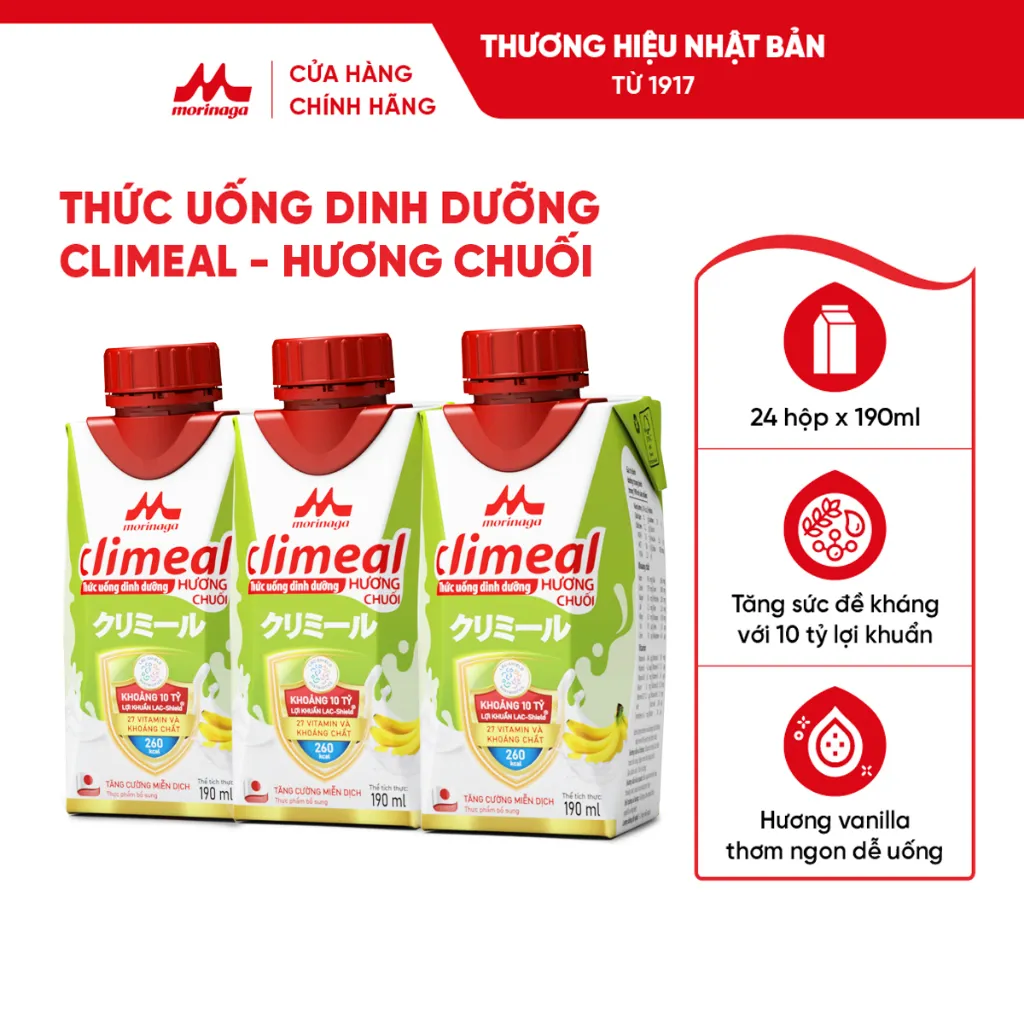 Ảnh Vỉ 3 hộp 190ml Thức uống dinh dưỡng Climeal - Hương chuối 1