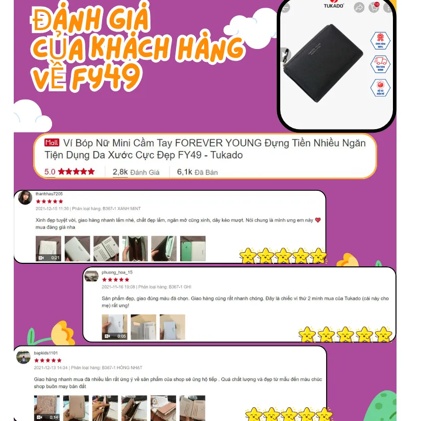 Ảnh Ví Bóp Nữ Mini Cầm Tay FOREVER YOUNG Đựng Tiền Nhiều Ngăn Tiện Dụng Da Xước Cực Đẹp PFY06 - Tukado 2