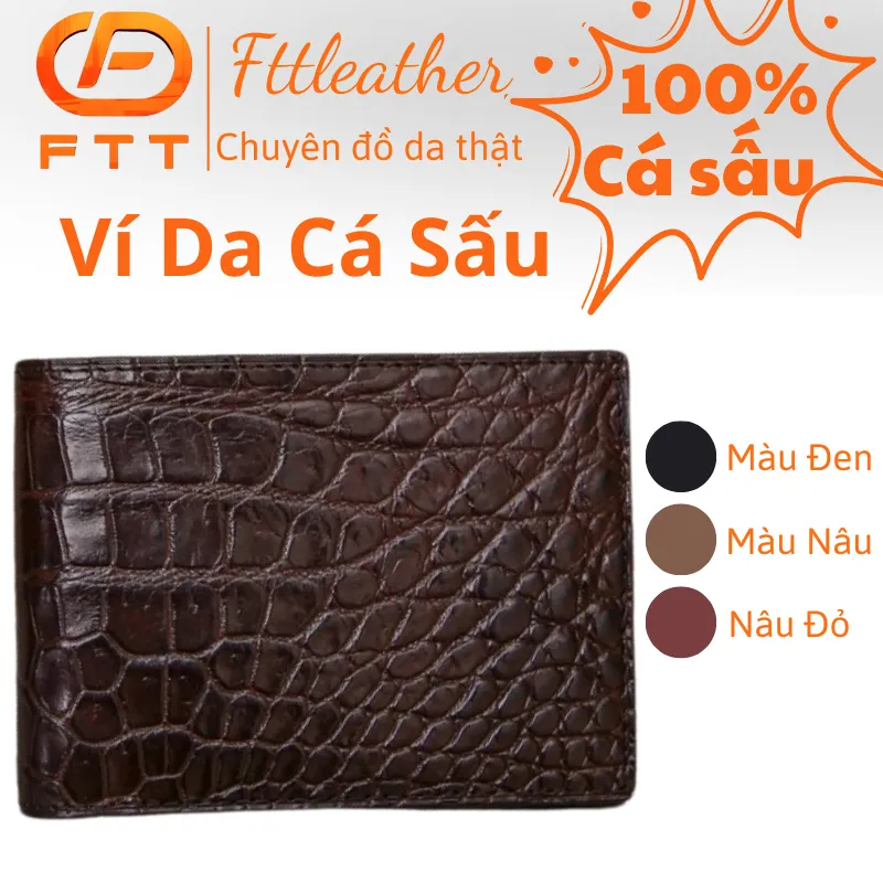 Ảnh Ví da cá sấu mini 9x11 FTT Leather da cá sấu cao cấp 3 màu 1