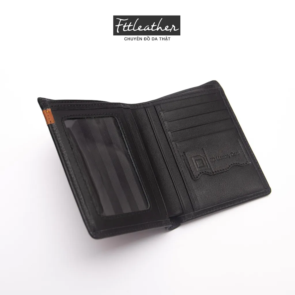Ảnh Ví Da Nam Da Bò Cao Cấp FttLeather Dáng Đứng Gập Đôi Có Nhiều Ngăn Đựng Thẻ Và Khóa Kéo Sang Trọng 2