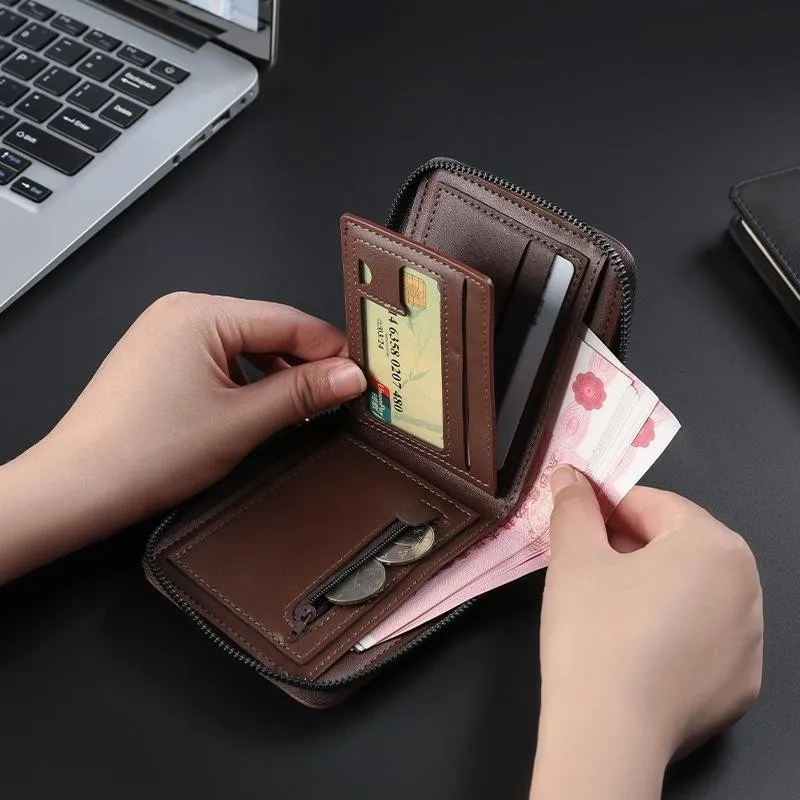 Ảnh Ví da PU đơn giản dành cho nam Vỏ nhiều thẻ Ví đựng tiền mặt có thể gập lại 2