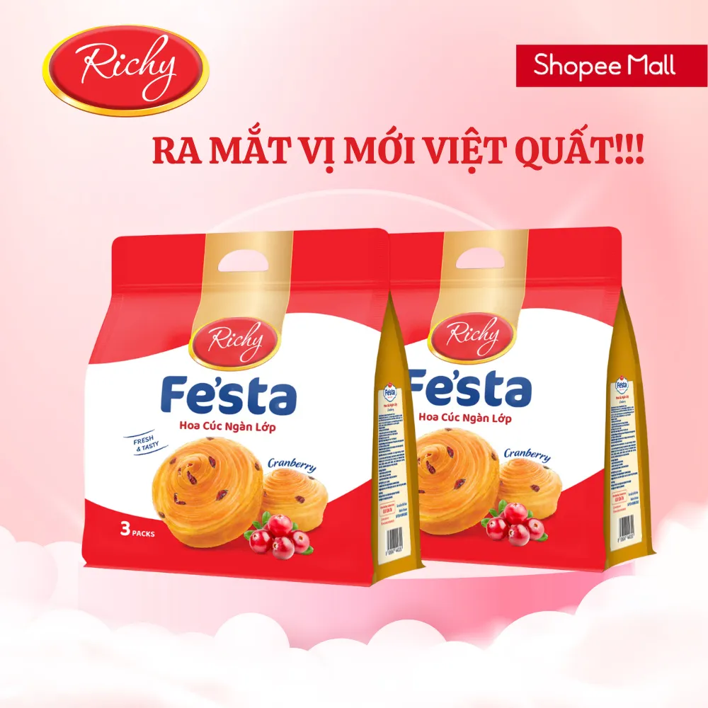 Ảnh [VỊ MỚI!!!] Combo 2 Túi Bánh Mì Hoa Cúc Ngàn Lớp Fe'sta Richy 3 Bánh/Túi 2