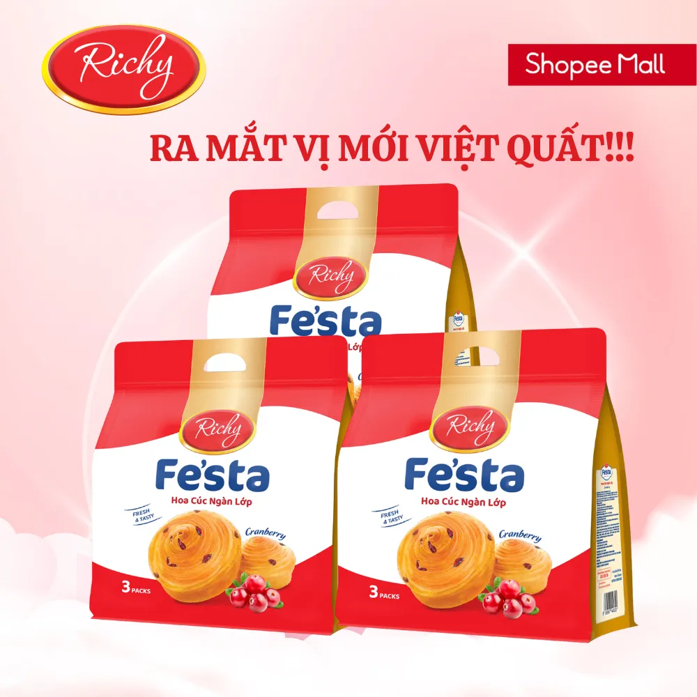 Ảnh [VỊ MỚI!!!] Combo 3 túi bánh mì hoa cúc ngàn lớp Festa Richy- Date 30 ngày kể từ NSX 2