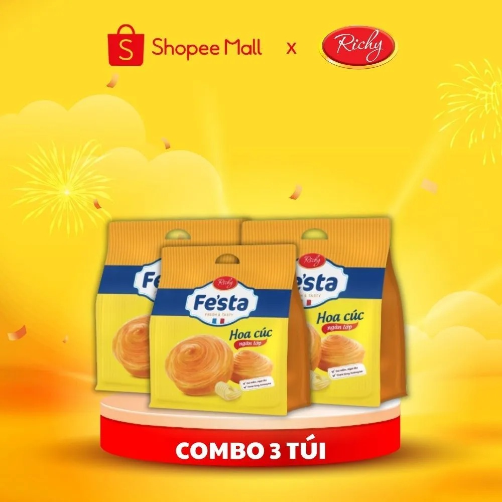 Ảnh [VỊ MỚI!!!] Combo 3 túi bánh mì hoa cúc ngàn lớp Festa Richy- Date 30 ngày kể từ NSX 3