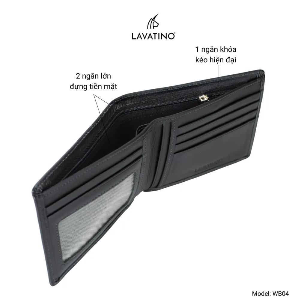 Ảnh Ví Nam Cao Cấp Da Bò Nappa Có Ngăn Khóa Kéo Chính Hãng LAVATINO - CLASSIC 04 4