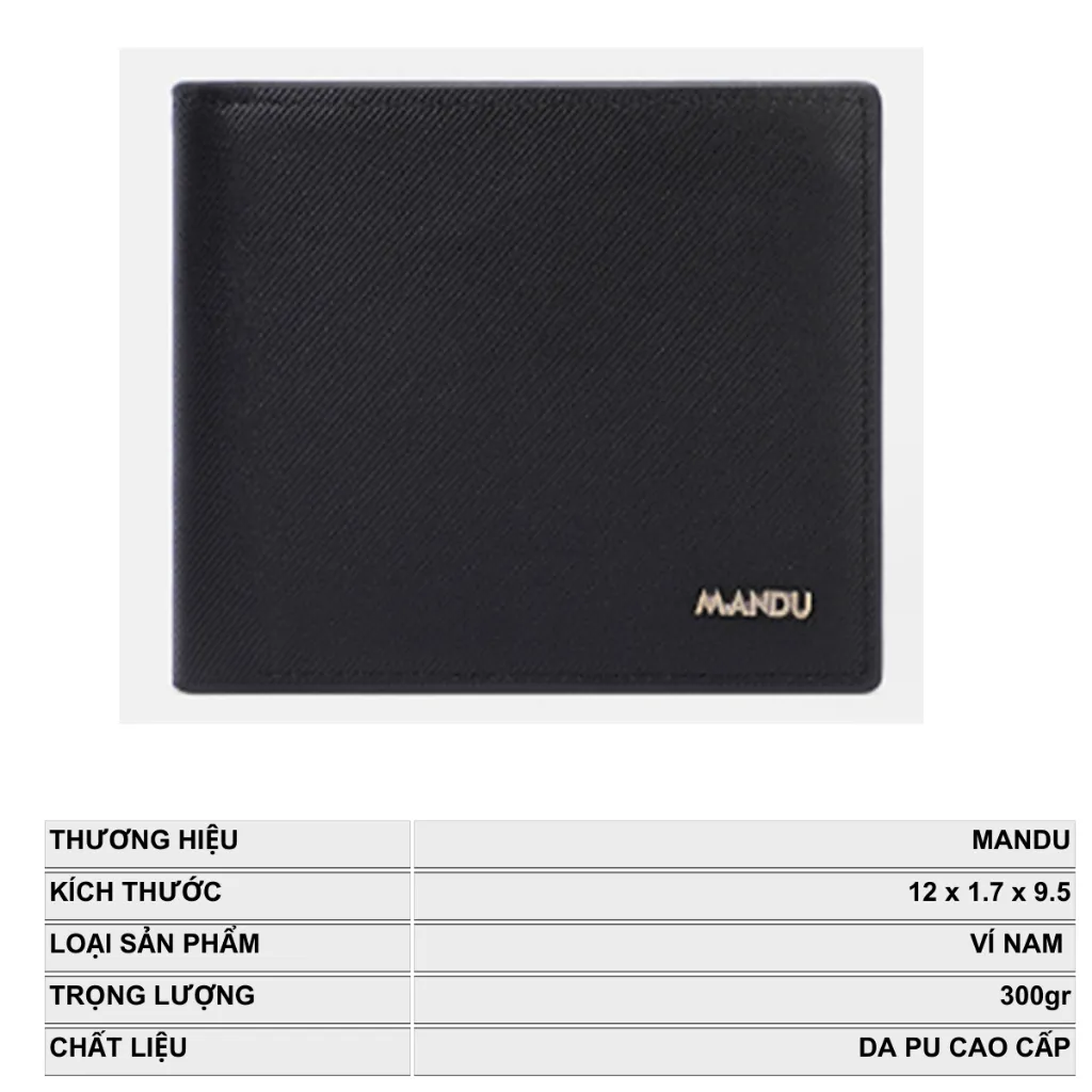 Ảnh Ví Nam Cao Cấp  MANDU Dáng Ngang Thời Trang Da Xước Cao Cấp Nhiều Ngăn Tiện Dụng MD02 FULLBOX 2