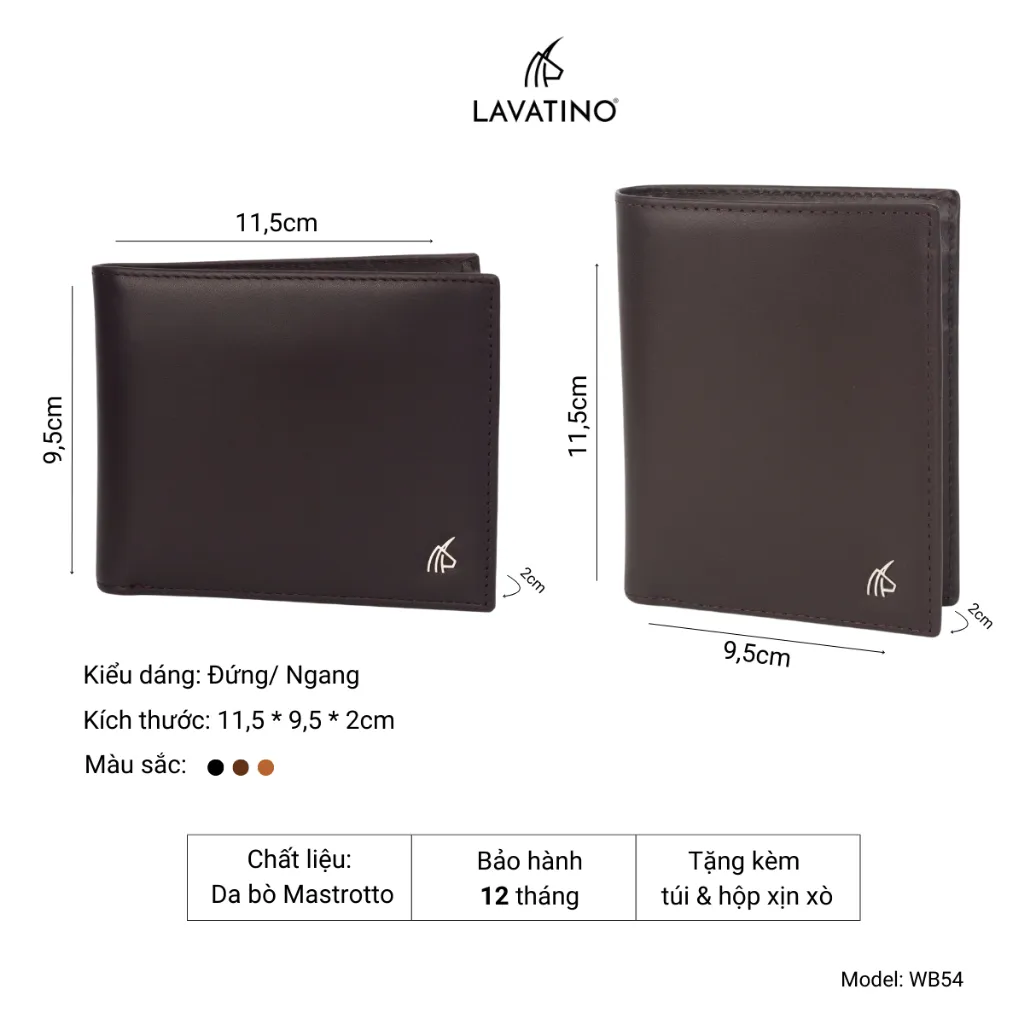 Ảnh Ví Nam Có Ngăn Khóa, Ngăn Tiền Lót Da 100% Da Bò Mastrotto Cao Cấp Chính Hãng LAVATINO - Dylan 54 2