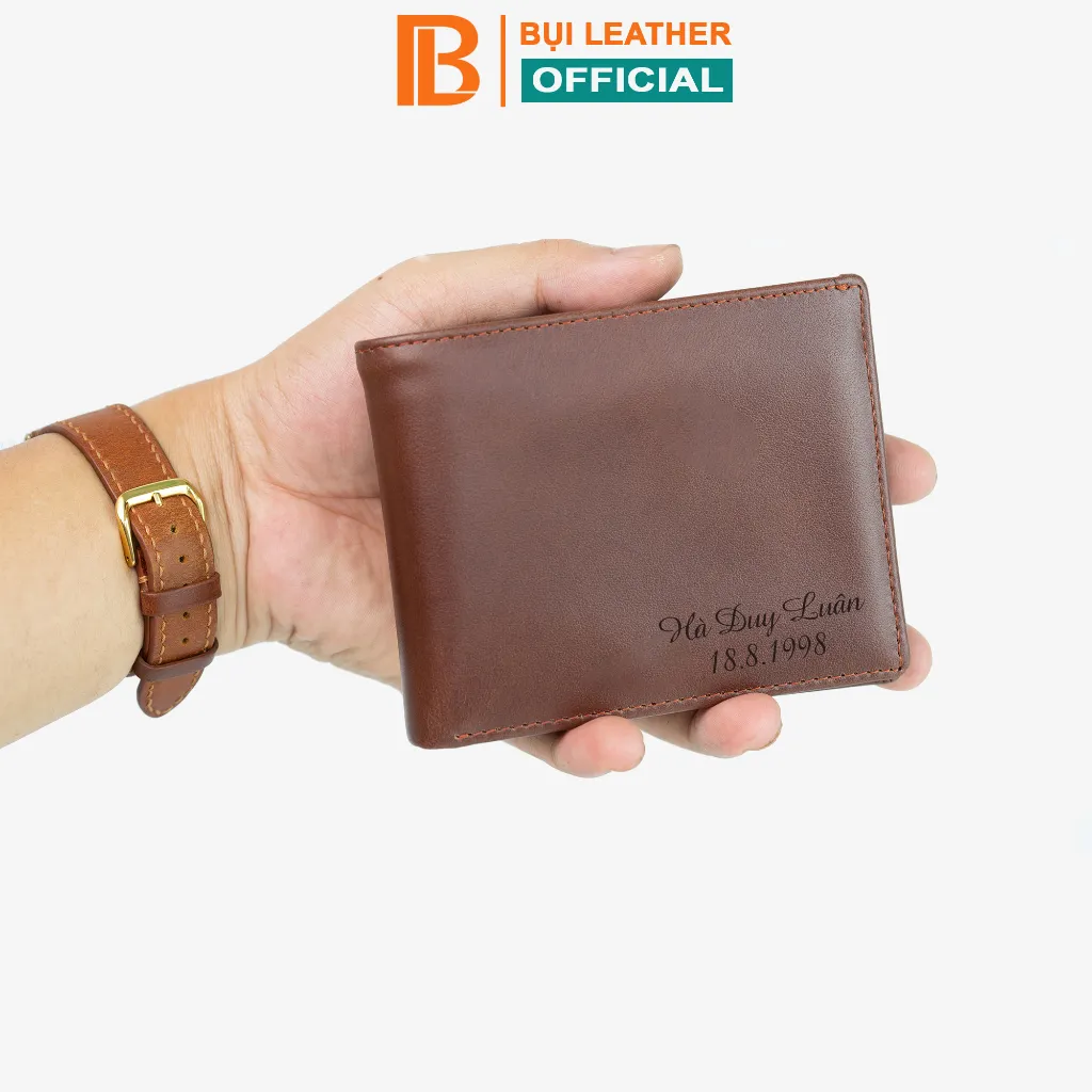 Ảnh Ví nam da bò khắc tên theo yêu cầu V101K - Bụi leather 1