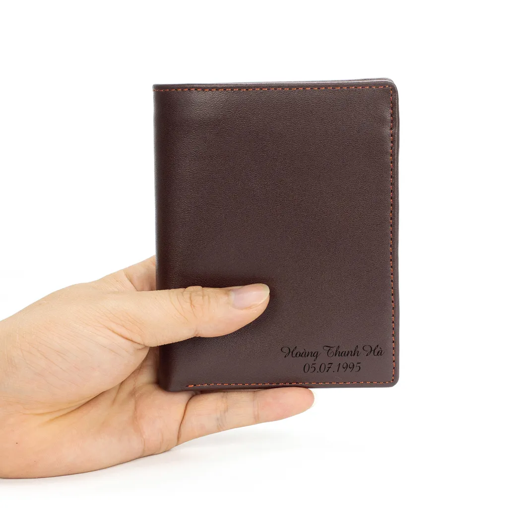 Ảnh Ví nam da bò khắc tên theo yêu cầu V101K - Bụi leather 3