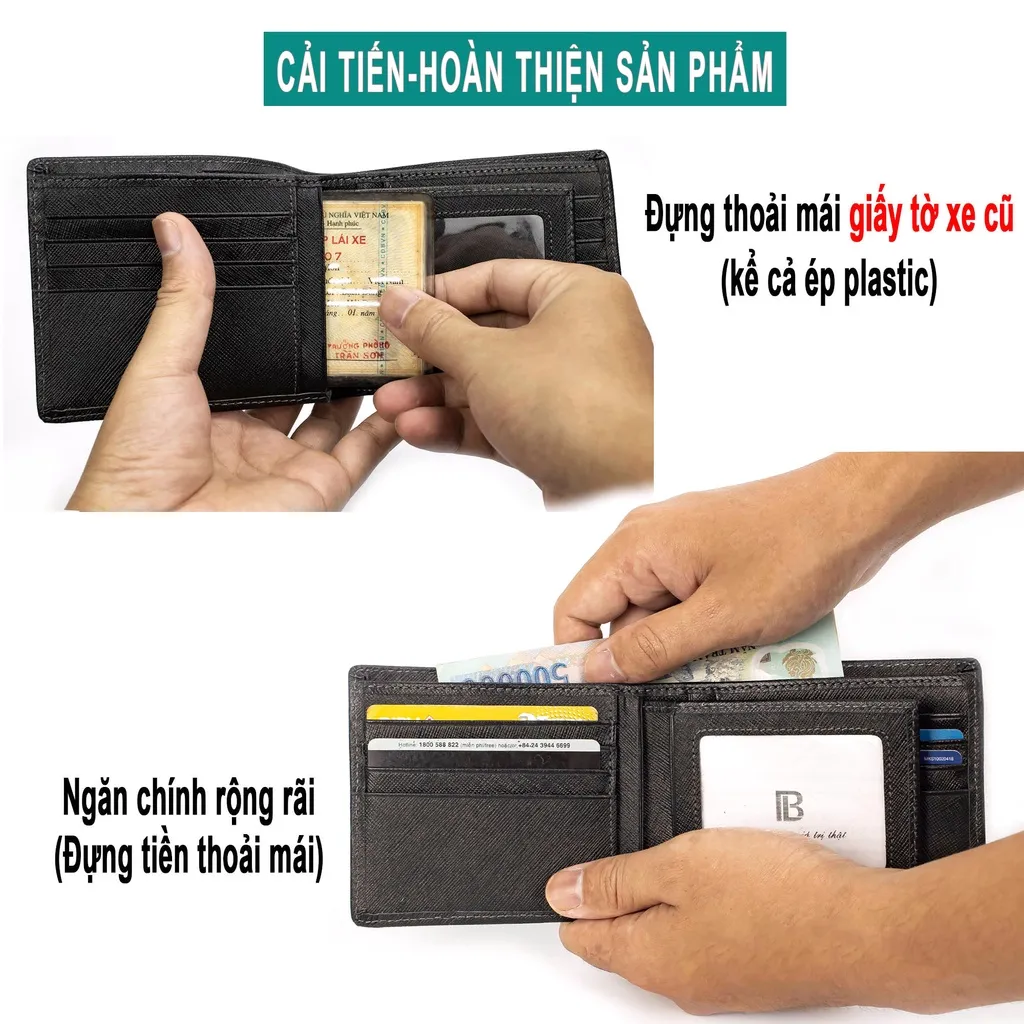Ảnh Ví nam da saffiano V141 cao cấp Bụi Leather da thật full hộp làm quà tặng bảo hành 12 tháng 4