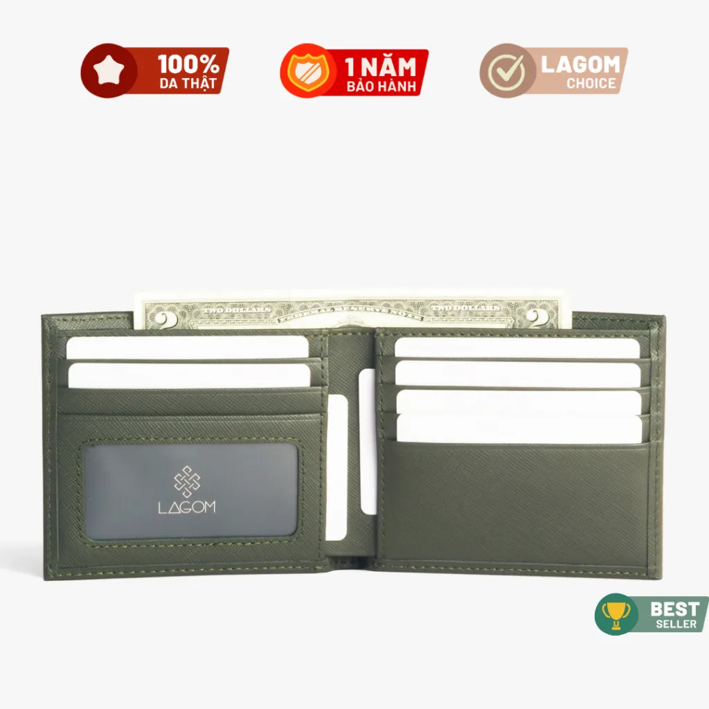 Ví nam Da Thật LAGOM Forest Bifold: Dáng Ngang, Ngăn Ảnh - Mua Ngay!