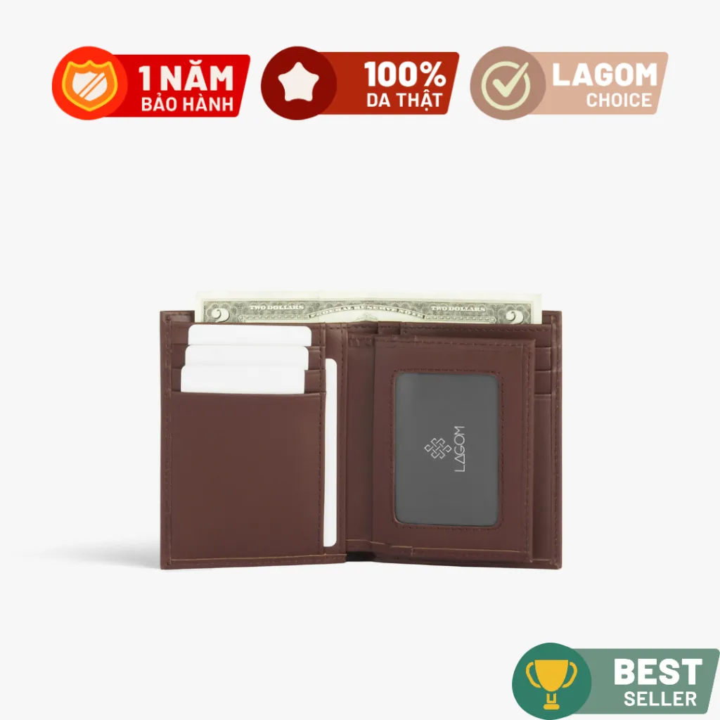 Ảnh Ví Nam Da Thật LAGOM Tidy Wallet Dáng đứng 3