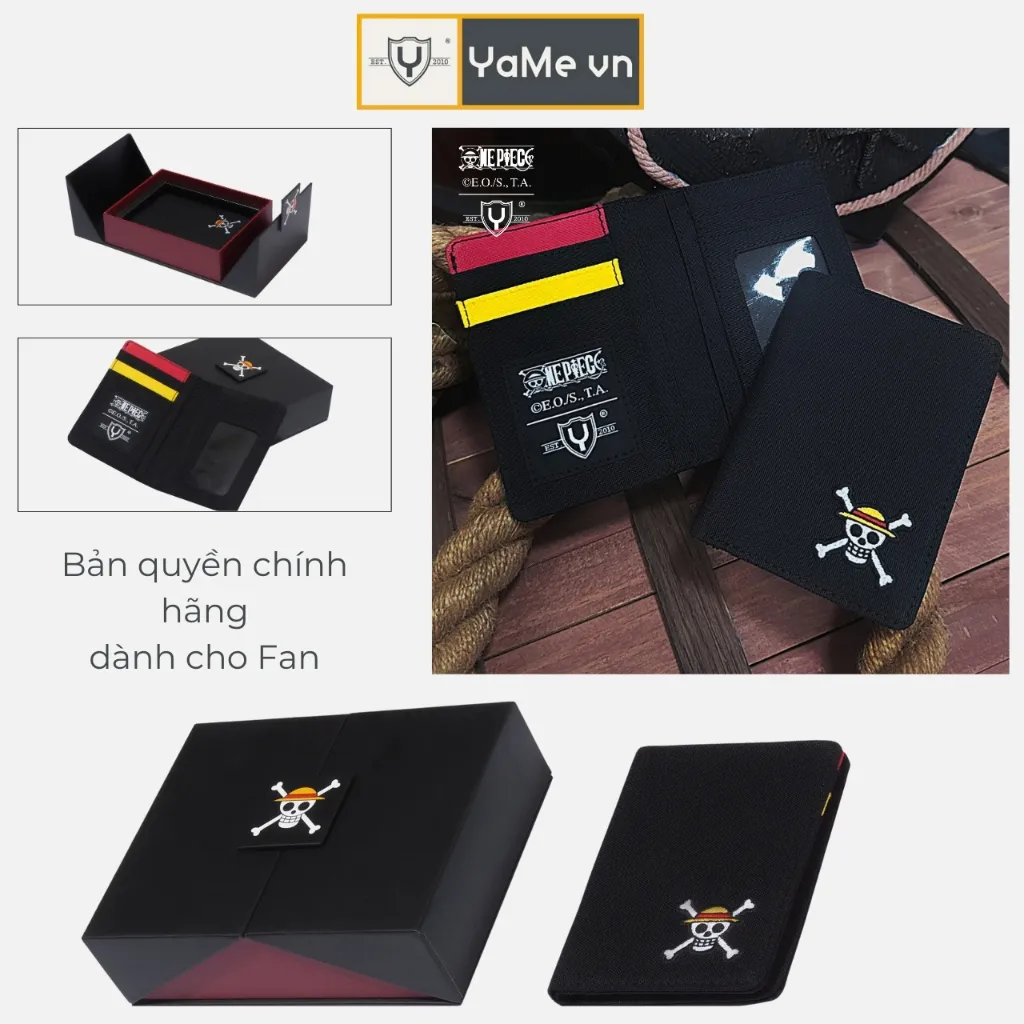 Ảnh Ví Nam Dáng Đứng Tiện Dụng Đựng Tiền Thẻ ATM Hộp FullBox Thương Hiệu Y2010 Thiết Kế ONE PIECE 41 22600 |YaMe| 1