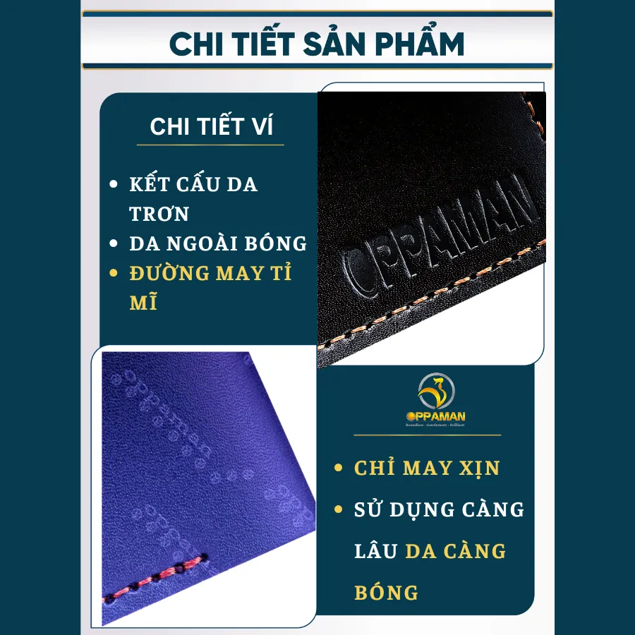 Ảnh Ví nam mini ví nam da bò cao cấp da thật xịn handmade dáng ngang nhiều ngăn tặng hộp OV1 OPPAMAN 3