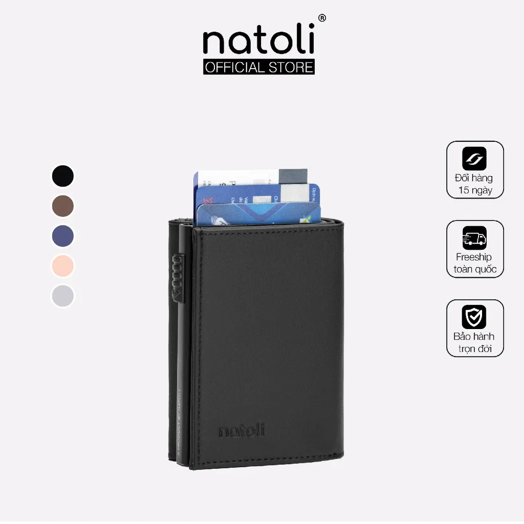 Ảnh Ví nam nữ mini thông minh thương hiệu Natoli gập 3 đựng thẻ cao cấp - Futuristic Mini Wallet V8 1