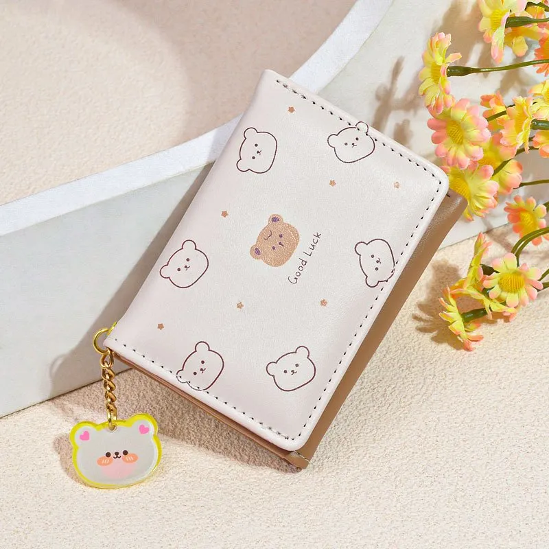 Ảnh Ví ngắn SEAGLOCA gấp ba thời trang hàn quốc đơn giản ngọt ngào in hình gấu cho nữ 2