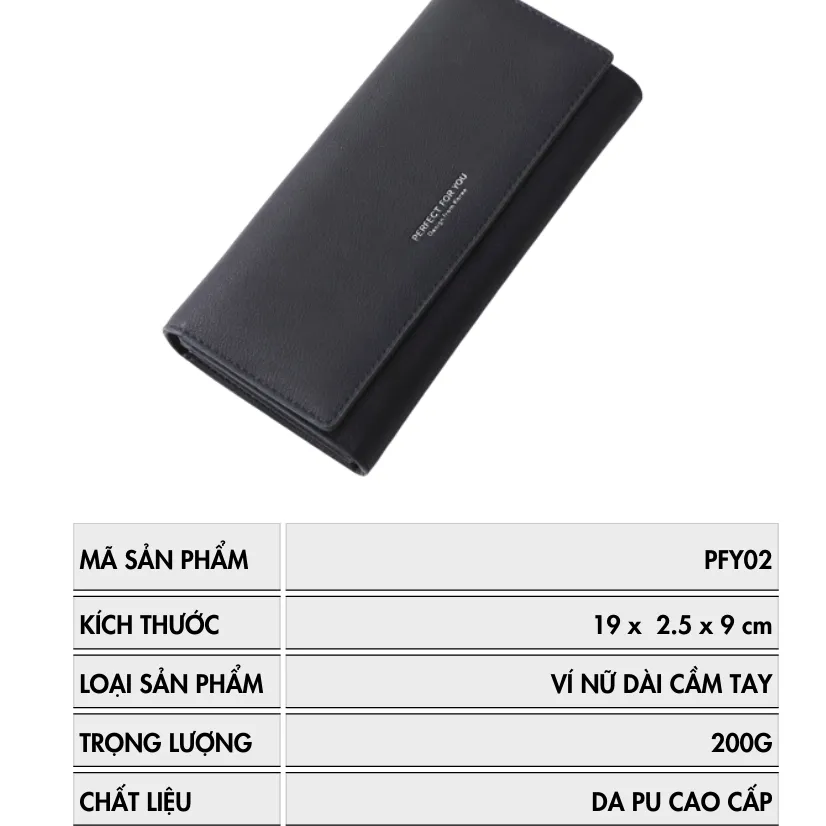 Ảnh Ví Nữ Dài Cầm Tay PERFECT FOR YOU Chất Da Cao Cấp Cực Đẹp Nhiều Ngăn Tiện Dụng PFY02 2