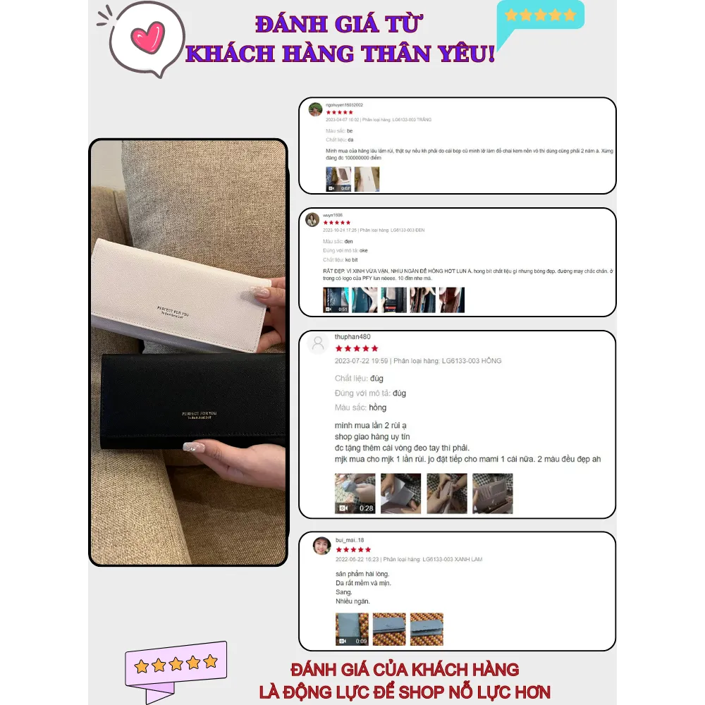 Ảnh Ví Nữ Dài Cầm Tay PERFECT FOR YOU Đựng Tiền Dự Tiệc Da Xước Cao Cấp Cực Đẹp PFY31 2