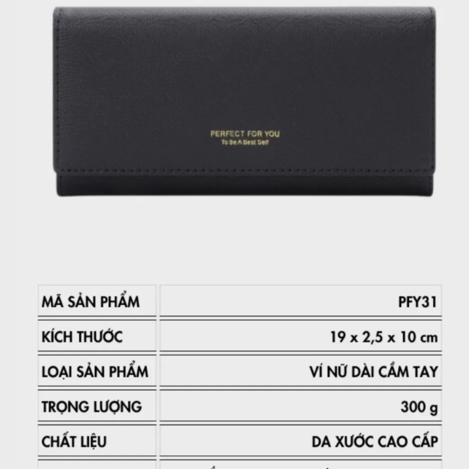 Ảnh Ví Nữ Dài Cầm Tay PERFECT FOR YOU Đựng Tiền Dự Tiệc Da Xước Cao Cấp Cực Đẹp PFY31 3